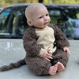 Adolly Hi 20 Inch Lifelike Reborn Baby Doll Silicone Vinyl Newborn Toddlers Dolls Soft Cloth Body Gift Toy for Kids Nd20c04 Dark Brown Lambswool Rompers Name Martin