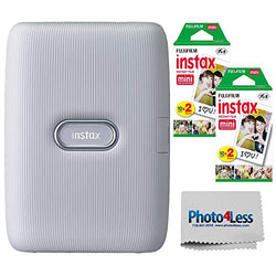 Fujifilm Instax Mini Link Smartphone Printer (Ash White) + Fuji Instax Mini Film (40 Sheets) - Instax Mini Link Printer Bundle