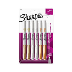 Sharpie 1829201  Metallic Permanent Markers, Fine Point, Assorted Colors, 6-Count