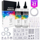 Epoxy Resin Crystal Clear Casting Resin for Epoxy and Resin Art | Pixiss Brand Easy Mix 1:1 (17-Ounce Kit) | Silicone Jewelry Mold Kit for Earrings, Bracelets, Rings, Pendants