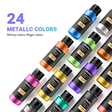 Ohuhu 24 Matte Acrylic Paints Bottle (59ML) + 24 Metallic Acrylic Paints Bottle (59ML)