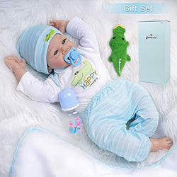 Yesteria Real Life Reborn Baby Dolls Boy 22 Inches Silicone Vinyl Look Real White Light Blue Outfit