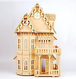 NWFashion 17" Wooden Dream Dollhouse 2 Floors with Furnitures DIY Kits Miniature Doll House (Gothic Furnitures Sets)