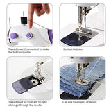 Nex Double Speed Portable Sewing Machine for Beginner, with Foot Pedal, 2 Switches, White and