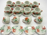 12/24 Flower Tea Cup Saucer Scallop Plate Dollhouse Miniature Ceramic #S 12627