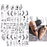 JMEOWIO 12 Sheets Spring Black White Flower Nail Art Stickers Decals Self-Adhesive Pegatinas Uñas Summer Butterfly Leaf Floral Nail Supplies Nail Art Design Decoration Accessories