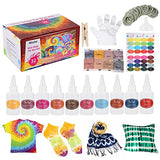 Tie Dye Kit, 32 Colors Fabric Dye Art Kit, All in One Tie Dye Shirt Fabric Set for Kids, Adults and Groups with 2 Blank Scrunchies DIY Tie Dye Kits for Party Gathering Festival User-Friendly