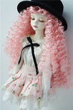 JD145 extraLong Wave Doll Wigs Synthetic Mohair BJD Hair (Pink, 7-8inch)