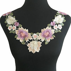 Embroidered Floral Lace Neckline Neck Collar Trim Clothes Sewing Applique Edge (Style A)