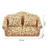 yuye-xthriv Miniature Sofa Props Decoration Wooden Scale 1:12 Country Style Floral Pattern Doll House Sofa Model for Decor B