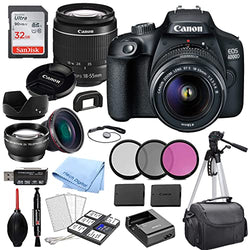 Canon EOS 4000D DSLR Camera with 18-55mm f/3.5-5.6 Zoom Lens, 32GB Memory,Case, Tripod and More (28pc Bundle)