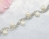 1 Yard 2 Rows 3mm Clear Crystal and Pearl Rhinestone Close Trims Silver Cup Chain Wedding Cake