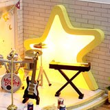 TOYROOM Miniature Dollhouse Kits Handmade Instrument Concert Model DIY Mini Dollhouse Miniature Collections Mens/Boys Gift Room Decoration with LED Light and Dust Cover