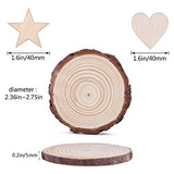 Wood Slices, 130Pcs Unfinished Natural Wood Circles for Crafts with 2.4"-2.8" Circle/Heart/Star