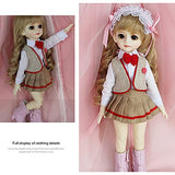 MEShape 3pcs BJD Doll Clothes Outfit, School Uniform Set for 1/6 SD Girl Doll, Handmade Doll Dress Up Accessory