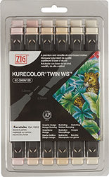 Zig Flesh & Neutral Colors Kurecolor Twin WS Marker Set 12/Pkg