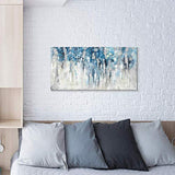 Modern Abstract Wall Art Canvas：Blue and Gray Artwork Painting for Living Room ( 40” x 20” x 1 Panel )