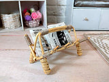 Miniature Magazine Rack Stand with Newspapers. Handmade Wicker Dollhouse Furniture