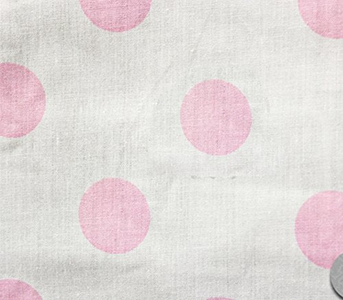 Polycotton Fabric Printed POLKA DOTS BABY PINK WHITE / 60" Wide / Sold by the Yard