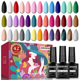 JODSONE 42 Pcs Gel Nail Polish Kit, 39 Colors Gel Polish Soak Off Gel Nail Kit with Glossy and Matte Gel Top Coat Base Coat 8ml Each Bottle Gel Nail Kit Beautiful Box Suitable For Gifts