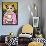 SIGNFORD Framed Canvas Home Artwork Decoration Humor Animal Funny Cat Canvas Wall Art for Living Room, Bedroom - 16x24 inches