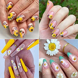 Flower Nail Stickers, Sunflower Nail Decals 3D Self-Adhesive Daisy Rose Leaf Cherry Blossoms Flowers Nail Art Supplies Manicure Nail Decoration(8 Sheets)