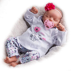 JIZHI Lifelike Reborn Baby Dolls 17 Inch Realistic Sleeping Newborn Baby Dolls Soft Silicone Vinyl Doll with Clothes and Toy Accessories Gift for Kids Age 3+