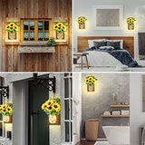 EuroBird Mason Jar Sconces Rustic Wall Sconces Handmade Hanging Wall Decor with Remote Control 5M LED Fairy Lights for Farmhouse, Kitchen, Living Room, Home Wall Decorations Set of Two (Yellow)