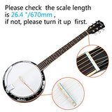 6-String Resonator Banjo Right Handed Back & Sides Sapele with Strings - Banjo String Instrument, Beginner Kit IHADA