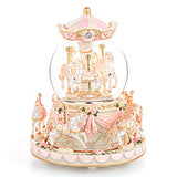 Carousel Snow Globe Gift, Music Box with Light 8-Horse Windup Musical Christmas Valentine Birthday Anniversary Present for Daughter Wife Girl Kids Clockwork Melody Canon