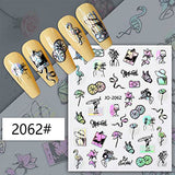 JMEOWIO 12 Sheets Spring Flower Nail Art Stickers Decals Self-Adhesive Pegatinas Uñas Summer Floral Nail Supplies Nail Art Design Decoration Accessories