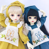 HMANE BJD Doll Clothes 1/4, Simple Style Pure Color Embroidery Pattern Dress for 1/4 BJD Dolls Prussian Blue (No Doll)