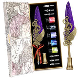 CunMei Vintage Punk Quill Pen Ink Set-Mechanical Quill Pen,5 Color Ink Calligraphy Pen Ink Set,6 Replaceable Dip Pen Nibs-Basic Calligraphy Kit-for Beginners and Calligraphy Lovers (Purple)