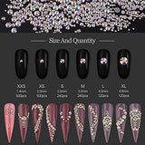 Warmfits AB Crystal Rhinestones Set, 1840pcs Rhinestones Nail Art Set Nail Gems Iridescent Clear Class Multi-Shape Flat Back Shiny Nail Jewels for Nail Art DIY Crafts Phones Clothes Shoes Jewelry Bag