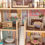 KidKraft KidKraft Charlotte Classic Wooden Dollhouse with EZ Kraft Assembly, 14-Piece Accessory Set, for 12-Inch Dolls ,Gift for Ages 3+