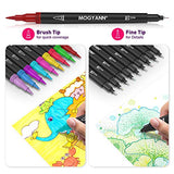 Mogyann 72 Colors Art Markers for Adult Coloring Dual Tip Brush Pens 0.4mm Fine Liners and 1-2mm Brush Tip Watercolor Pen Set for Coloring Books, Drawing, Note Taking
