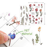 12 Sheets Scrapbook Stickers Flower Stickers Decoration Sticker Planner Stickers Assorted Plant Stickers Clear PET for Scrapbooking Diary Album Journals DIY Arts and Crafts