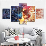 Modern Home Decor Ice and Fire Queen Couple Canvas Wall Art Abstract Creative Couple Wall Paintings Nordic Western Wall Decor for Guest Room Rest Room Wall Hangings Framed Easy to Hang-60"Wx32"H