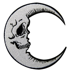Luna Patch Grinning Skull Face Embroidered Moon Applique Iron On Sew On Emblem
