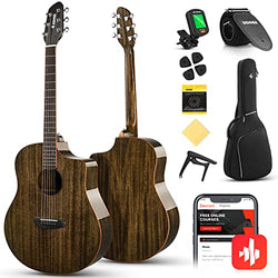 Donner DO SERIES Acoustic Guitar Kit for Beginner Adult 4/4 Full Size Cutaway Guitar Acustica Guitar with Accessories Bundle, Spruce Mahogany, DO Body,S402C, Rihght Hand, 41 Inch, Glossy