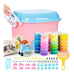 Air Dry Clay Kit 36 Colors Modeling Clay for Kids Light Soft Magic Clay with Sculpting Clay Tools, Accessories and Tutorial Book for Kids DIY. Reusable Storage Box with Wheels (Cat)