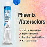PHOENIX Artist Grade Watercolor Paint Set 12 Colors x 8ml (0.27 Oz.) - Non-Toxic Watercolor Tubes for Professional Artists
