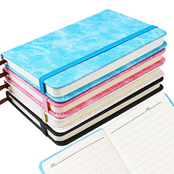 ISUSSER Pack of 4 Small Pocket Notebook Journal Notepad, 5.8 x 3.9 Inches, 100 Sheets Thick Paper Hard Cover Mini Journal, 4 Colors