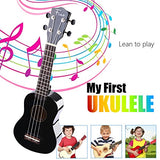 FINO Ukulele Kit for Beginners Rainbow Series,Soprano Ukulele Beginner Pack-21 inch w/Gig Bag,Strap and Picks,Small Guitar for Kids 5-8(Black)