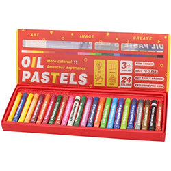 Lebze Oil Pastels Set of 24, Artist Soft Oil Pastels for Art Painting, Drawing, Blending, Washable Round Non Toxic Pastels Art Supplies for Kids, Beginners, Students Flower Monaco