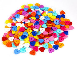 RayLineDo One Pack of 120 x Mixed Colours 2 Hole Heart 15mm Sew Craft Plastic DIY Buttons
