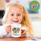 White Coffee Mugs for Kids - Ceramic Hand-Painted Drinking Cups with Animal Inside | Dishwasher Safe Toddler Peekaboo Mug - Set of 4