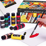 Acrylic Paint Set, 36 Colors (2 oz/Bottle) with 12 Art Brushes, Art Supplies for Painting Canvas, Wood, Ceramic & Fabric, Rich Pigments Lasting Quality for Beginners, Students & Professional Artist