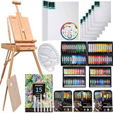 MEEDEN 145 Piece Deluxe Artist Painting Set with French Easel, Art Painting Brushes, Paint Tubes, Painting Pads, Stretched Canvas, Painting Knives for Acrylic, Oil, Watercolor Painting