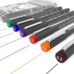 Staedtler 308 Pigment Liner Fineliner – 0.3mm - Wallet of 6 Assorted Colours